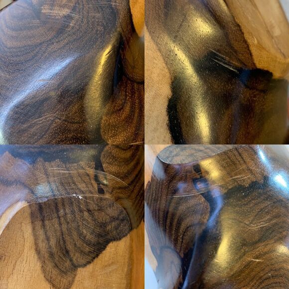 Two Tone Wood Bowl S Shaped Wooden 10” Trinket Dish Catch All READ - Picture 5 of 11